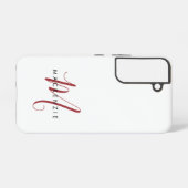 Elegantes, modernes White Script Monogram Samsung Galaxy Hülle (Rückseite (Horizontal))