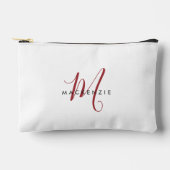 Elegantes, modernes White Script Monogram Zubehörtasche (Vorderseite)