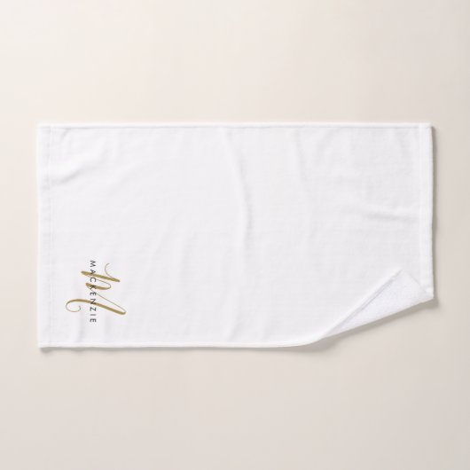 Elegantes, modernes White-Script-Monogramm Badhandtuch Set (Handtuch)