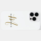 Elegantes, modernes White-Script-Monogramm Case-Mate iPhone Hülle (Rückseite (Horizontal))