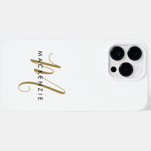Elegantes, modernes White-Script-Monogramm Case-Mate iPhone Hülle (Rückseite (Horizontal))