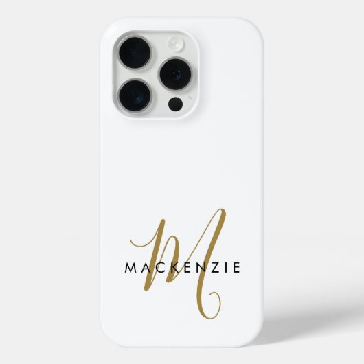 Elegantes, modernes White-Script-Monogramm Case-Mate iPhone Hülle (Rückseite)