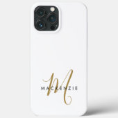 Elegantes, modernes White-Script-Monogramm Case-Mate iPhone Hülle (Rückseite)