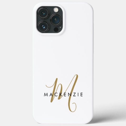 Elegantes, modernes White-Script-Monogramm Case-Mate iPhone Hülle (Rückseite)