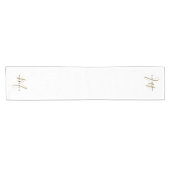 Elegantes, modernes White-Script-Monogramm Kurzer Tischläufer (Horizontal)