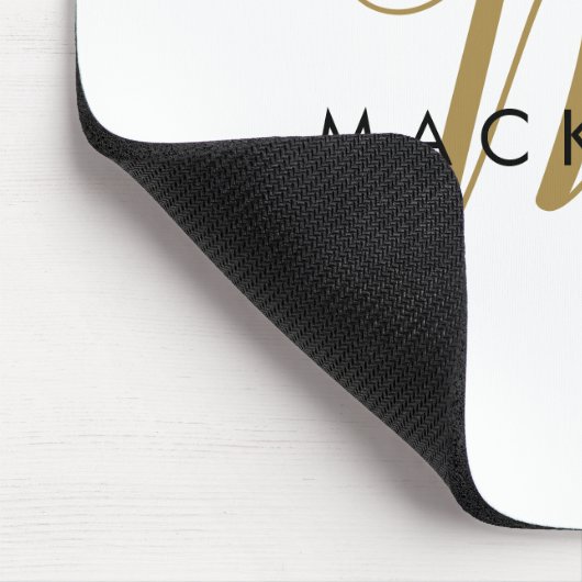 Elegantes, modernes White-Script-Monogramm Mousepad (Ecke)