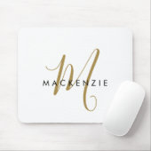 Elegantes, modernes White-Script-Monogramm Mousepad (Mit Mouse)