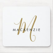 Elegantes, modernes White-Script-Monogramm Mousepad (Vorne)