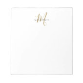 Elegantes, modernes White-Script-Monogramm Notizblock (Vorderseite)