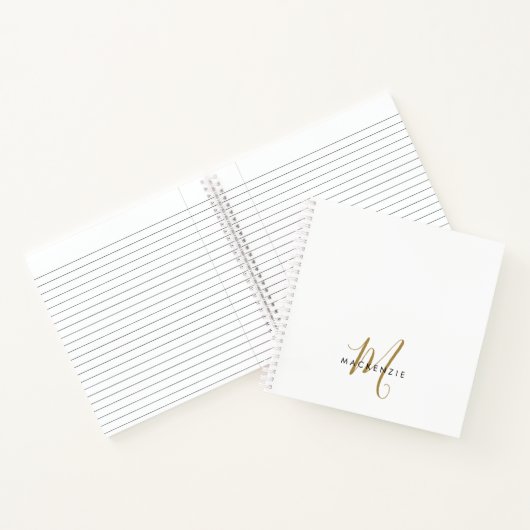 Elegantes, modernes White-Script-Monogramm Notizblock (Innenseite)