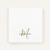 Elegantes, modernes White-Script-Monogramm Notizblock (Vorderseite)