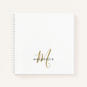 Elegantes, modernes White-Script-Monogramm Notizblock