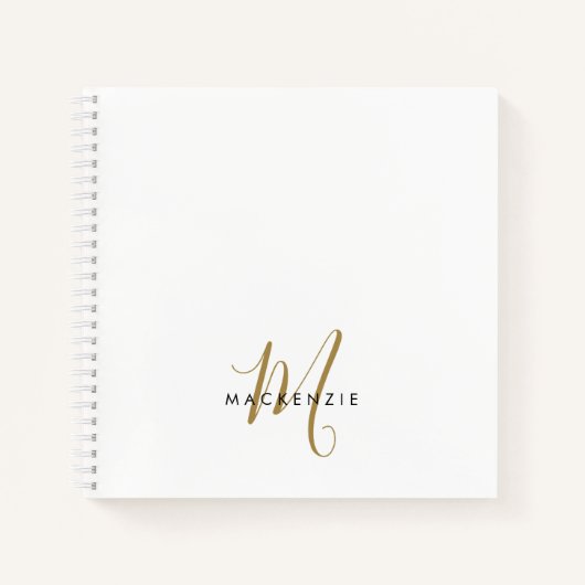 Elegantes, modernes White-Script-Monogramm Notizblock (Vorderseite)
