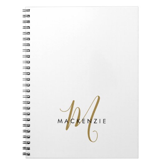 Elegantes, modernes White-Script-Monogramm Notizblock (Vorderseite)