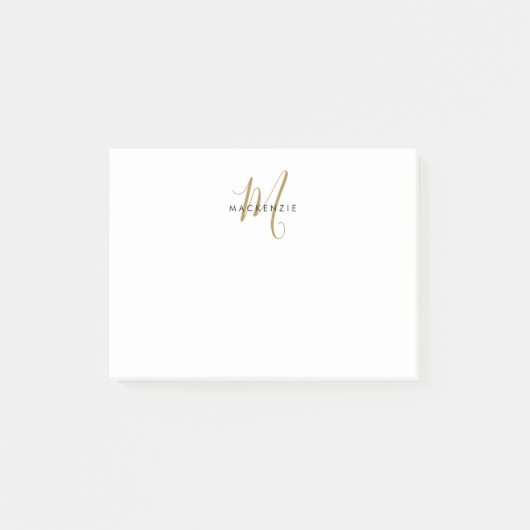 Elegantes, modernes White-Script-Monogramm Post-it Klebezettel (Vorderseite)