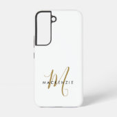 Elegantes, modernes White-Script-Monogramm Samsung Galaxy Hülle (Rückseite)