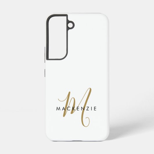 Elegantes, modernes White-Script-Monogramm Samsung Galaxy Hülle (Rückseite)