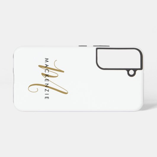 Elegantes, modernes White-Script-Monogramm Samsung Galaxy Hülle (Rückseite (Horizontal))