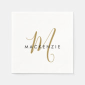 Elegantes, modernes White-Script-Monogramm Serviette (Vorderseite)