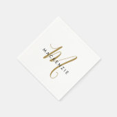 Elegantes, modernes White-Script-Monogramm Serviette (Ecke)