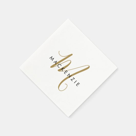 Elegantes, modernes White-Script-Monogramm Serviette (Ecke)