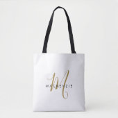 Elegantes, modernes White-Script-Monogramm Tasche (Vorderseite)