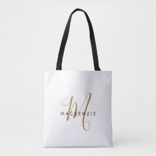 Elegantes, modernes White-Script-Monogramm Tasche