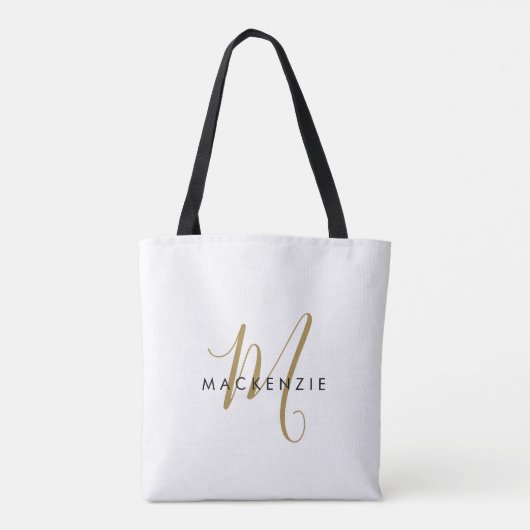 Elegantes, modernes White-Script-Monogramm Tasche (Rückseite)