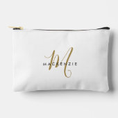 Elegantes, modernes White-Script-Monogramm Zubehörtasche (Vorderseite)