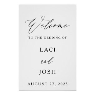 Elegantes modernes Willkommens-Hochzeitsschild   B Poster
