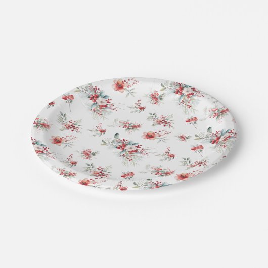 Elegantes modernes Winter-Brautparty Pappteller (Schrägansicht)