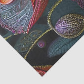 Elegantes Mohnband, Royal Red & Lila, Golds Seidenpapier (Detail)