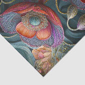 Elegantes Mohnband, Royal Red & Lila, Golds Seidenpapier (Ausschnitt)