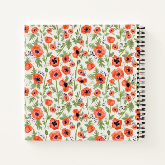 Elegantes Mohnbläsermuster mit Namen Notizblock (Rückseite)