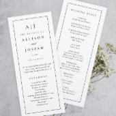Elegantes Mongram Green Wedding Programm