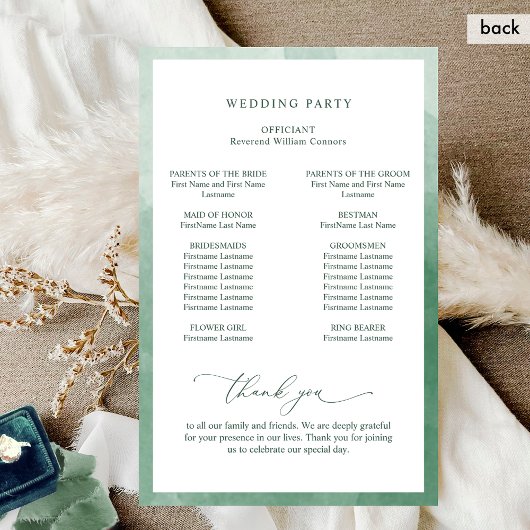 Elegantes Mongram Green Wedding Programm