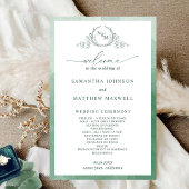 Elegantes Mongram Green Wedding Programm