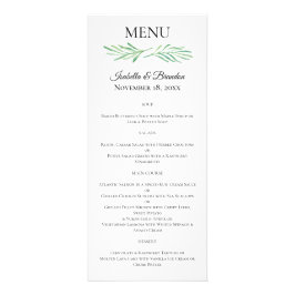 Elegantes Mongram Greenerity Wedding Menu 2 Werbekarte