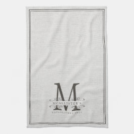 Elegantes Mongram Linen Family Gründungsjahr Geschirrtuch