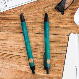 Elegantes Mongram personalisiertes Goldgrün Kugelschreiber