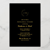 Elegantes Mongram Probe Dinner Folieneinladung (Vorderseite)