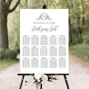 Elegantes Mongram Seating Chart-Zeichen Poster