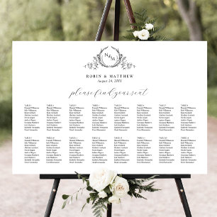 Elegantes Mongram Seating Chart-Zeichen Poster