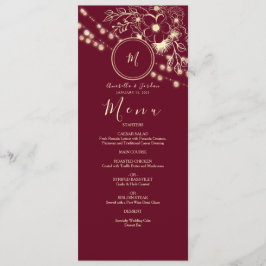 Elegantes Mongram Wedding Menu Menükarte
