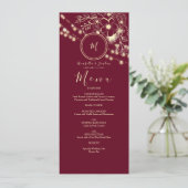 Elegantes Mongram Wedding Menu Menükarte (Stehend Vorderseite)