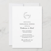 Elegantes Mongram Wedding Probe Dinner Einladung (Vorderseite)