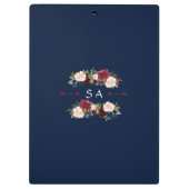 Elegantes Mongramm aus Burgundy Rosa Blush Floral Klemmbrett (Rückseite)