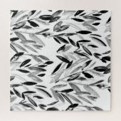 Elegantes Monochrom: Muster für natürliche Blätter Puzzle (Horizontal)