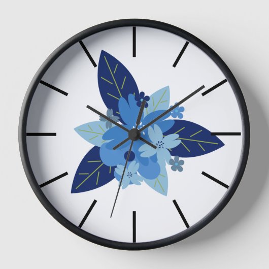 Elegantes monochromatisches blaues Design Uhr (Vorderseite)