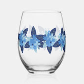 Elegantes monochromatisches blaues Design Weinglas Ohne Stiel (Vorderseite)